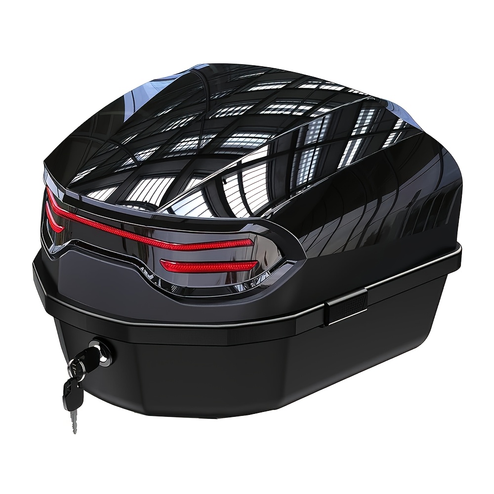 TEMU 35 Heavy Duty Abs Motorcycle Top Box - A Secure, Waterproof Hard Shell Suitcase Featuring A Backrest, Designed For Scooter Luggage, Helmet, And