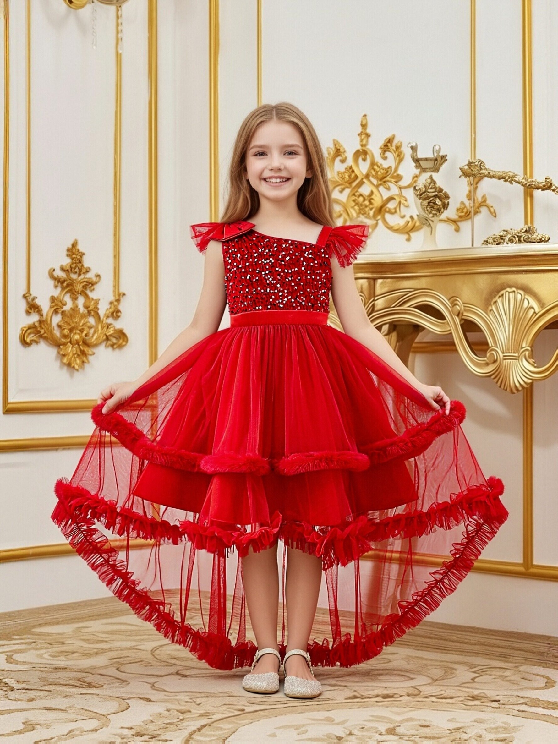 girls red dresses sold on Temu Australia