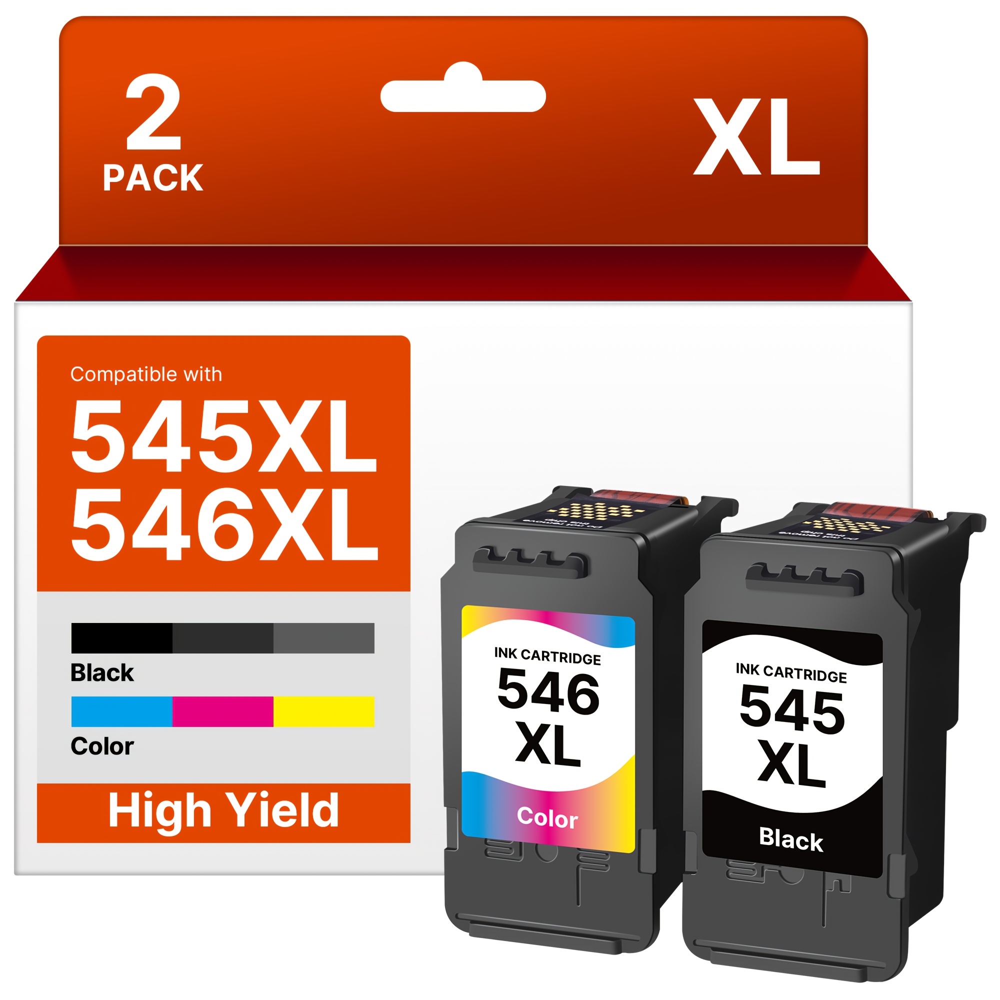 Image of 545xl 546xl Remanufactured Ink Cartridges Replacement For 545 546 Xl For 495 Tr4550 Ts3350 Ts3150 Tr4551 Mg2550s Mg2555s Ts3151 Mg3050 Mg2950 (black, Colour)