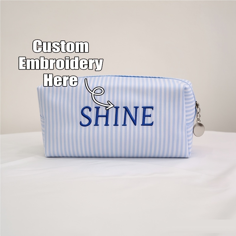 TEMU Borsa da toilette da viaggio personalizzata con ricamato, pochette portacosmetici, organizzatore per rossetti, perfetta per regali di Halloween,