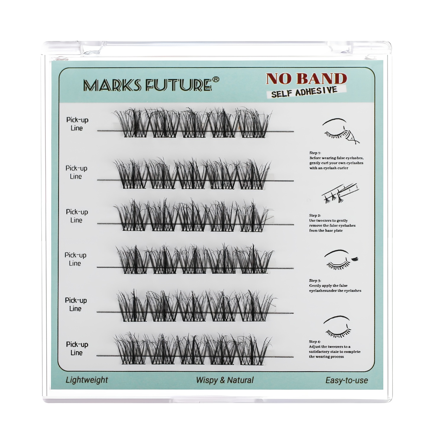Image of 30pcs Marks Self-adhesive Press-on Eyelash Extensions Suitable For Beginners, Pre- Natural C Lashes With Individual Clusters, /korean Style /eye Suitable For Daily Wear & Party, Diy Lash Clusters