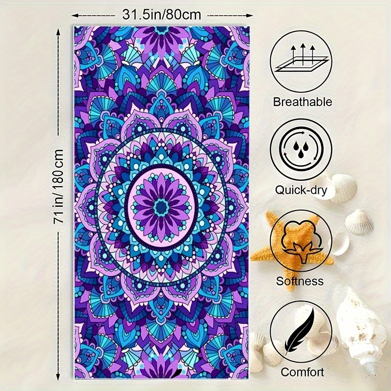 Serviette de plage en microfibre anti-sable motif mandala_voghion.com