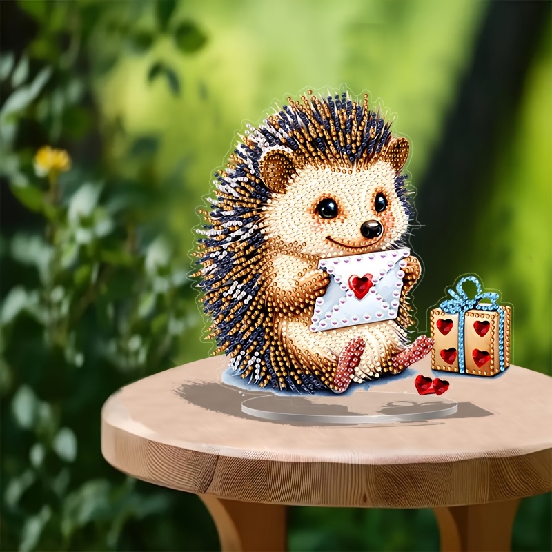 

Diy Valentine's Day Cute Hedgehog, Desktop Decoration Acrylic Craft Kit, Unique Shape , Holiday Surprise Gift Category: Diamond Painting Kit