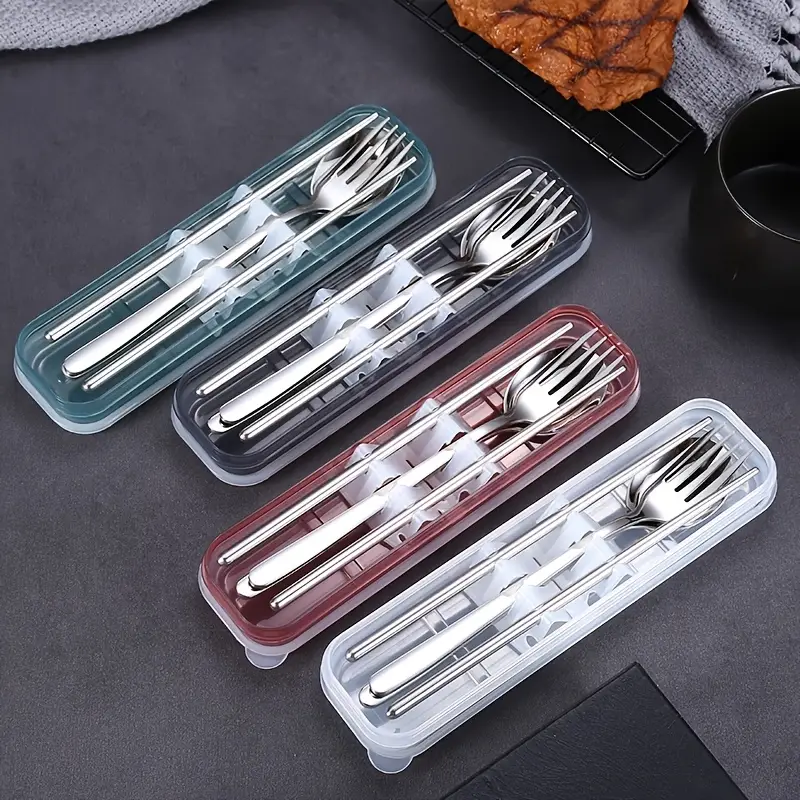4pcs 304 stainless steel cutlery set customizable text name portable chopsticks korean style outdoor home use ideal gift for new years day Product details 1