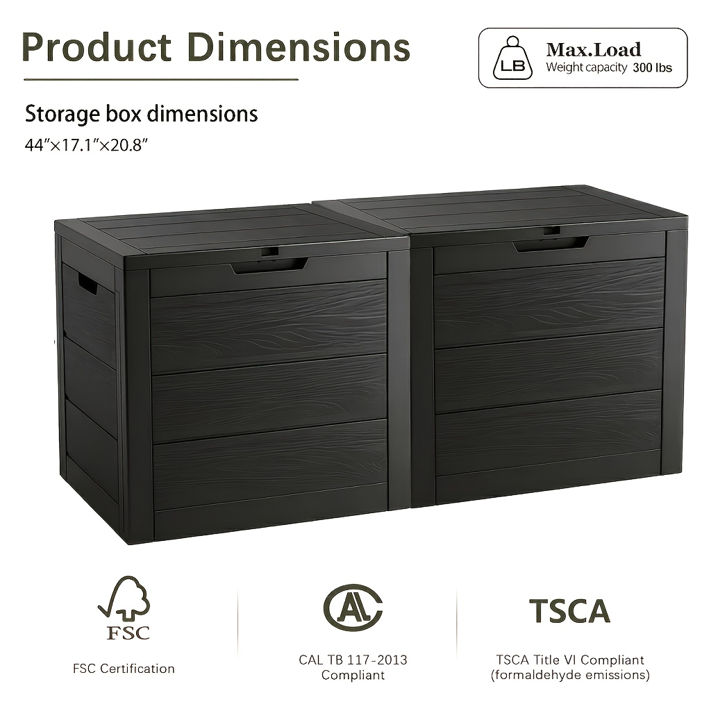 TEMU 35/70/75 Gallon Large Outdoor Resin Storage Box With Lockable Lid - Heavy-duty Deck Box For Patio Furniture Cushions, Pool Additions, Garden
