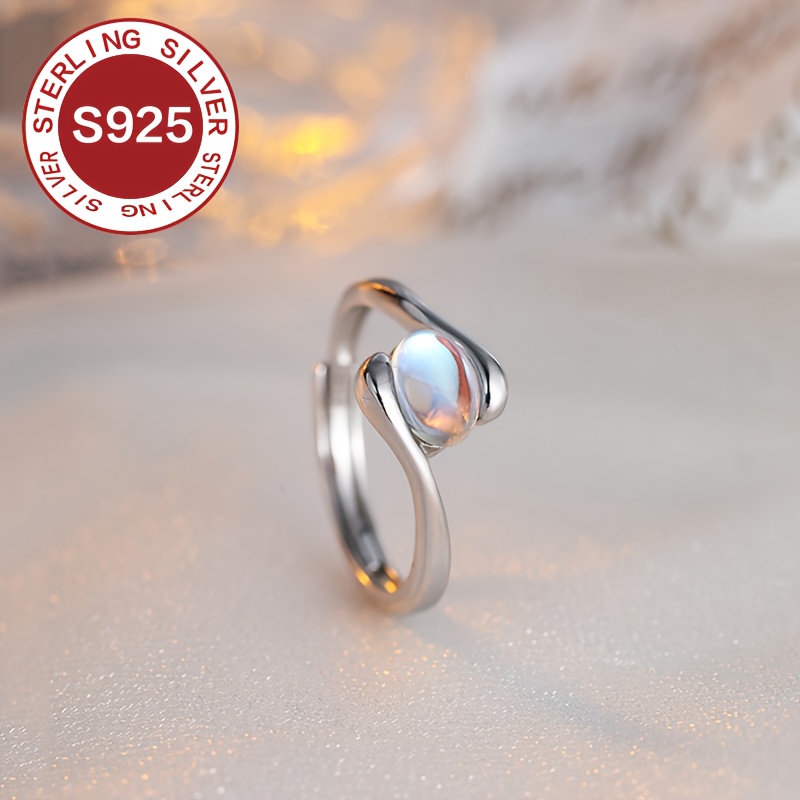 

Bague Ajustable Élégante en Argent 925 Pierre - Hypoallergénique, Plaquée , Parfaite & les - Cadeau la - ou des Mères Boîte de Rangement -Tarnissage