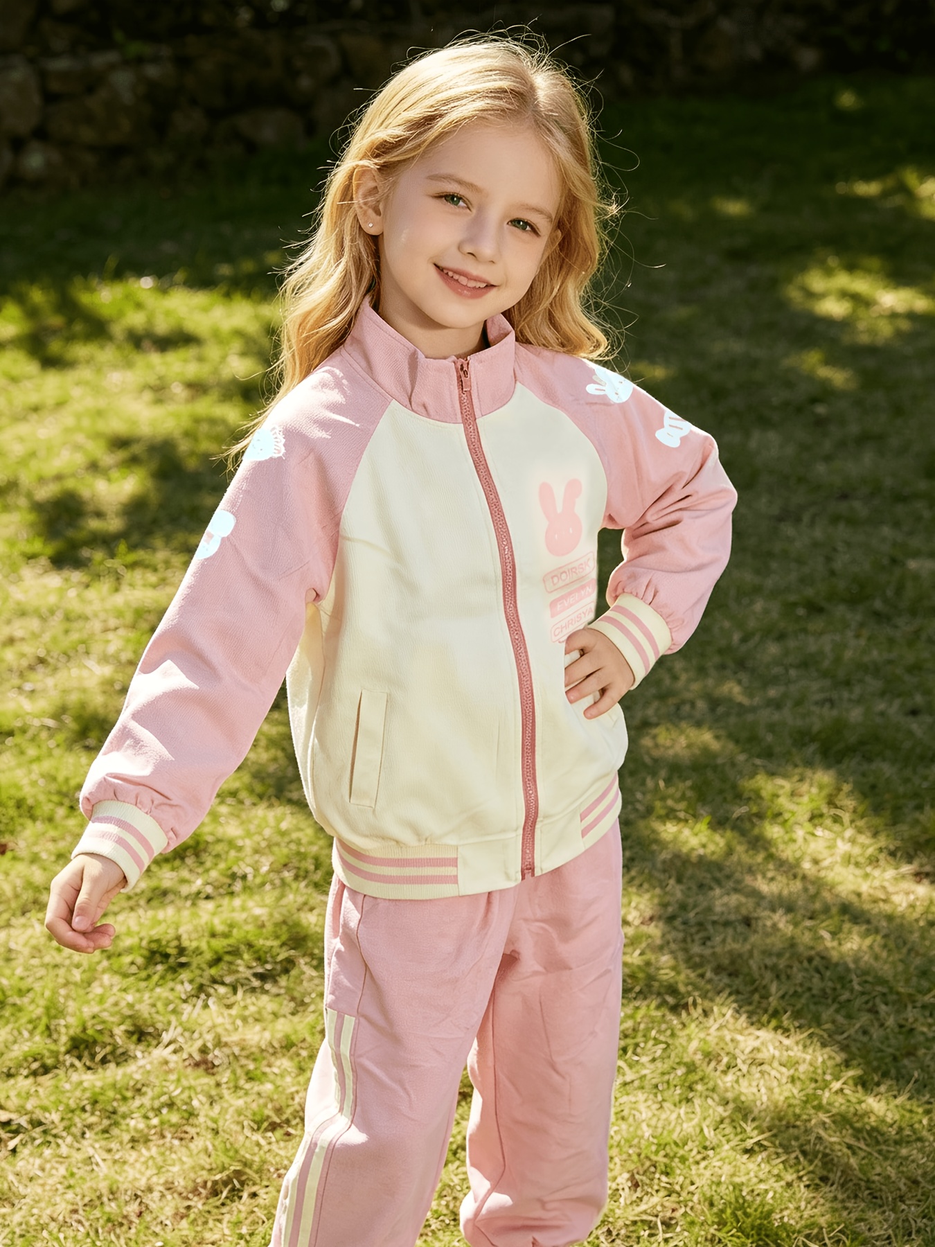 Girls' Baseball Uniform Set with Casual Jacket and Pants