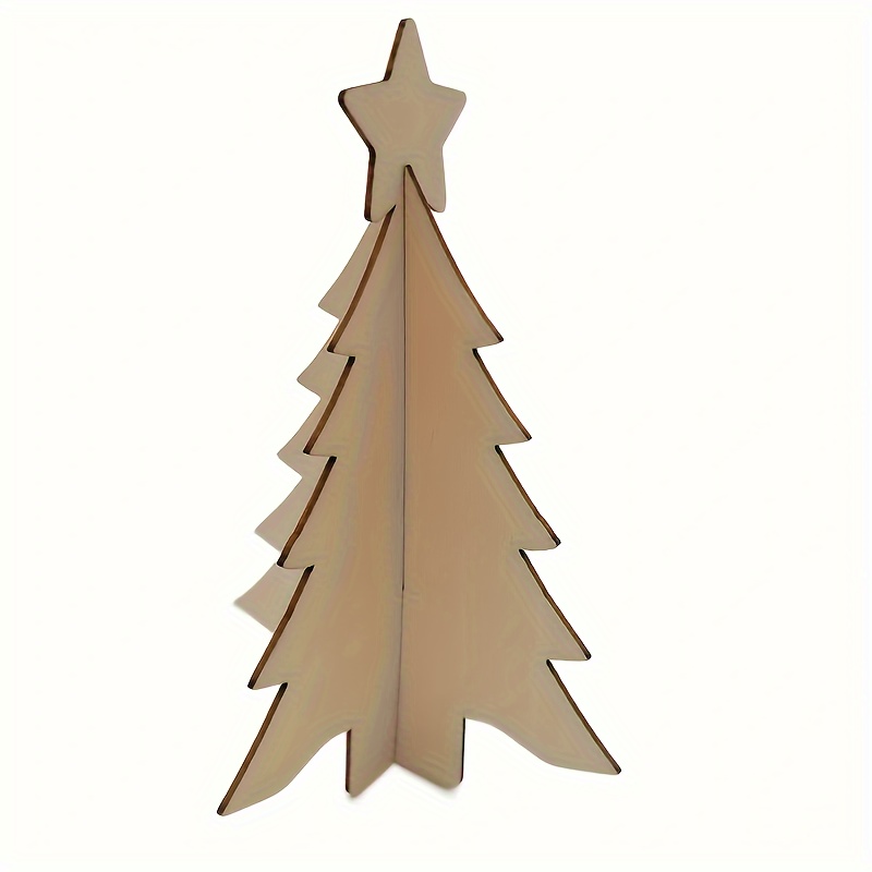 

Wooden Tree Craft Set Of 1 - Blank 3d Interlocking Diy Decoration Wood Slices For Custom Design And Painting