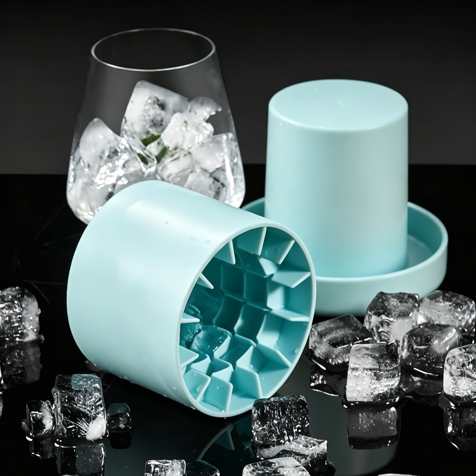 Molds, 1 Set / 2pcs, Cylinder & Cube Silicone Ice Trays, Household Ice Boxes & Ice Buckets, Making Tools For Summer & Outdoor Use