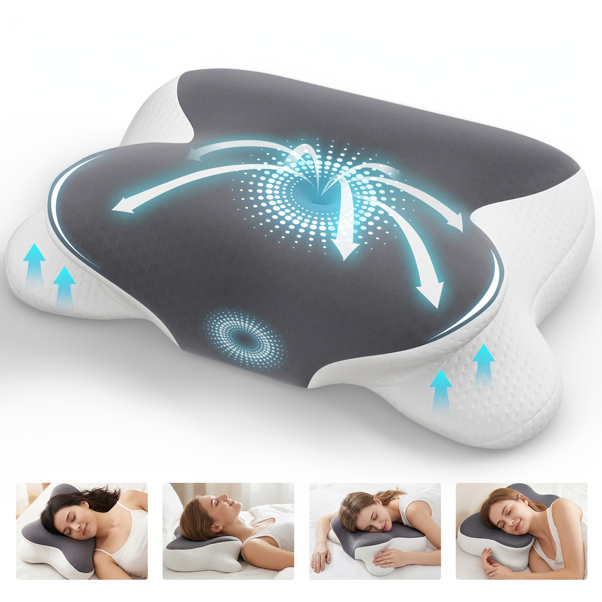 Ergonomic Neck Support Pillow With Massage Beads, Breathable Fabric For Deep Relaxation And Sleep, Neck And Promotes For Sleep