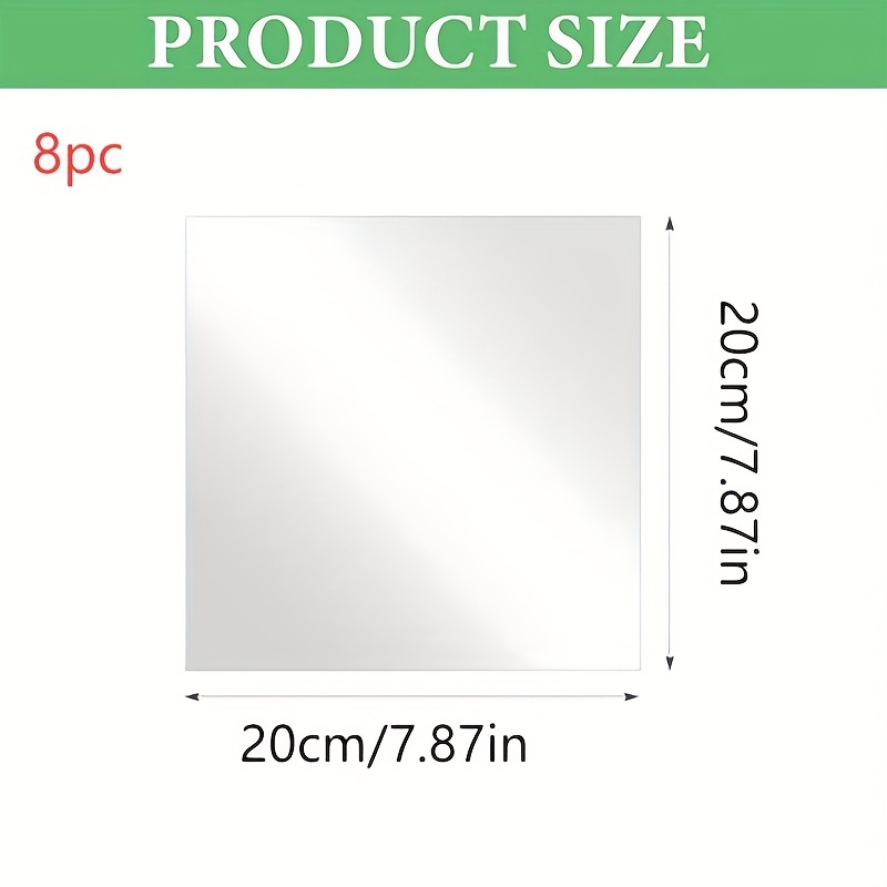 TEMU 8pcs Acrylic Wall Mirror, Household Self-adhesive Non-punching Full-length Mirror Cosmetic Mirror, Decorative Mirror Tray, Candle Tray, Suitable