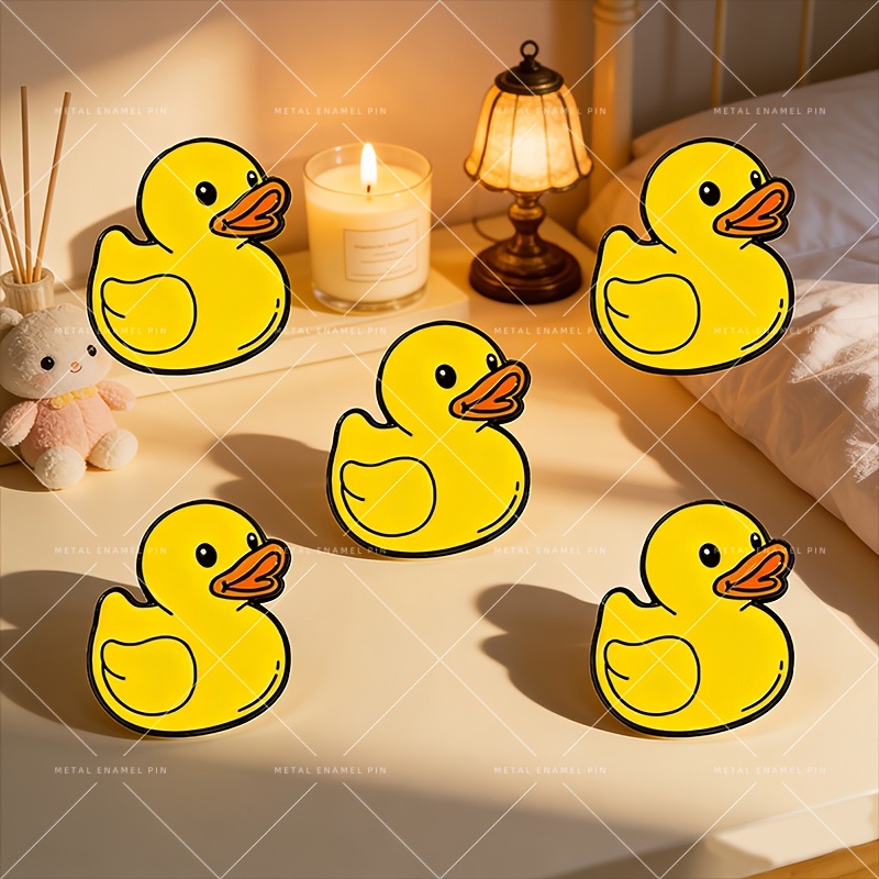 TEMU Little Yellow Duck Enamel Pin Set, Cute Cartoon Duck Brooches For Clothing Backpack, Daily Decorative Holiday Gift
