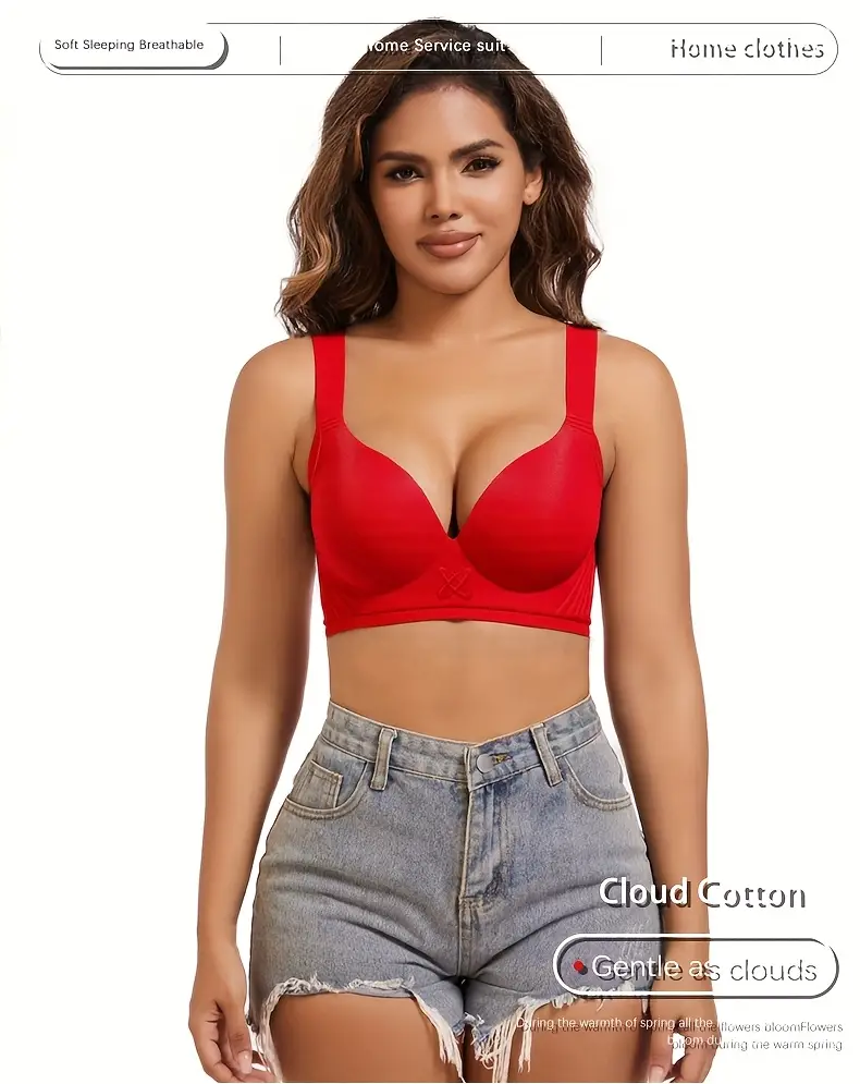 3pcs new comfortable seamless underwear for women thin deep v posterior contour anti sagging no underwire small bust gathered Product details 0