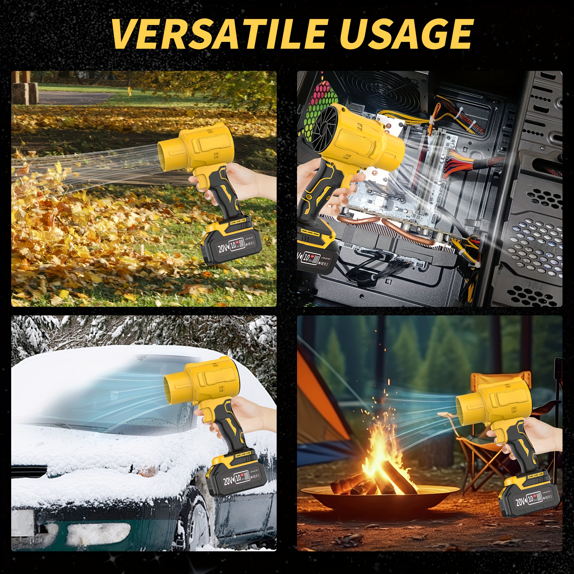 Powerful 50000RPM Cordless Leaf Blower, 20V Turbo Air Blower for Car Drying, Leaf Snow Dust Blowing, with Battery, Perfect Christmas Gift, Holiday Gift Idea, Home Outdoor Cleaning Tool