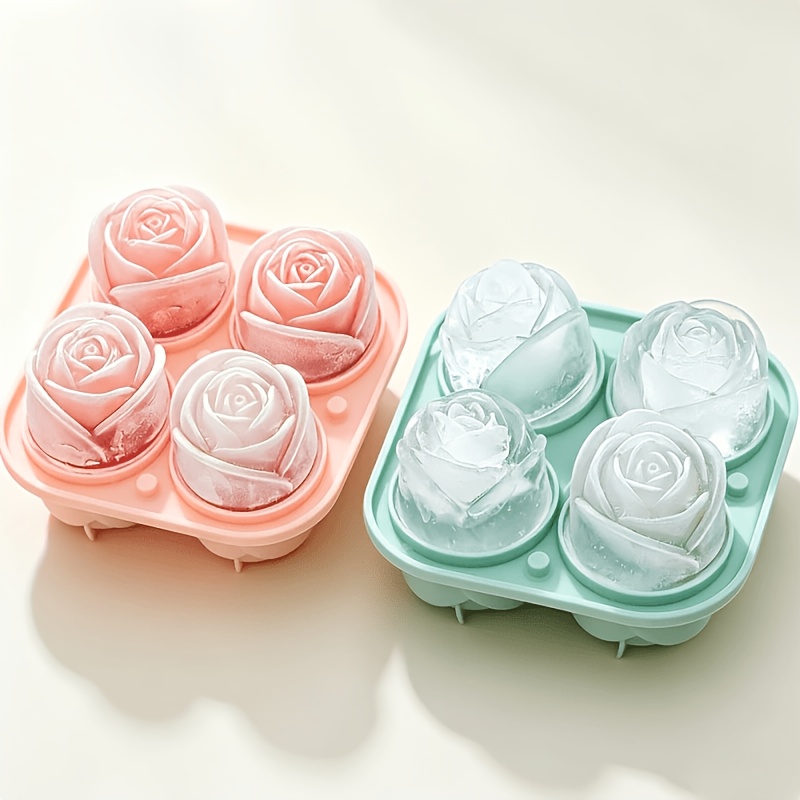 TEMU 3d Cube Of Ice Molds (small Size), Food-grade Silicone Ice Trays, Suitable For Parties Or Juices And Drinks, Exquisite And Elegant Rose-shaped