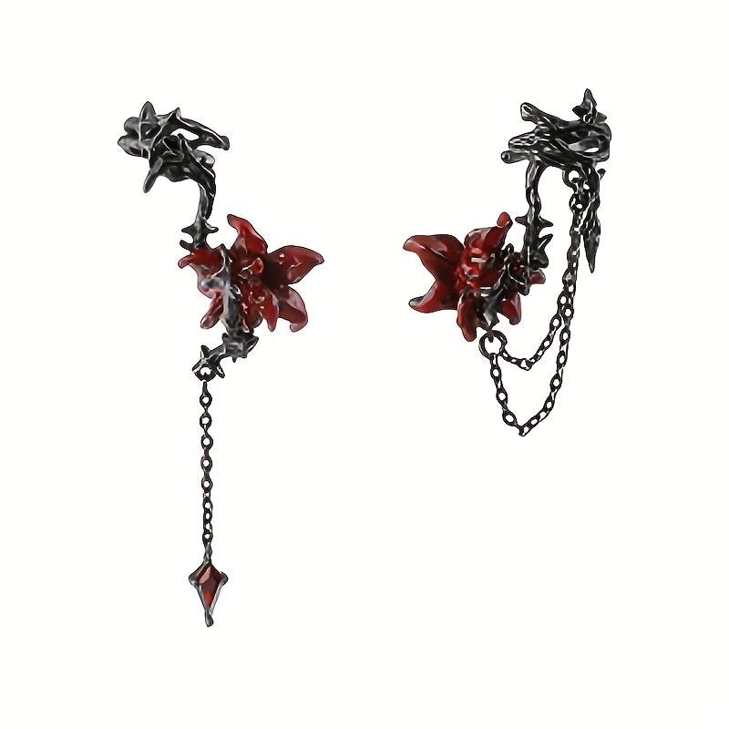 TEMU Mandala Stud Earrings, Sweet And Cool Dark Style Ear Accessories, High-end Vintage Niche Design, 1pc No-piercing Clip-on Ear Cuffs 76