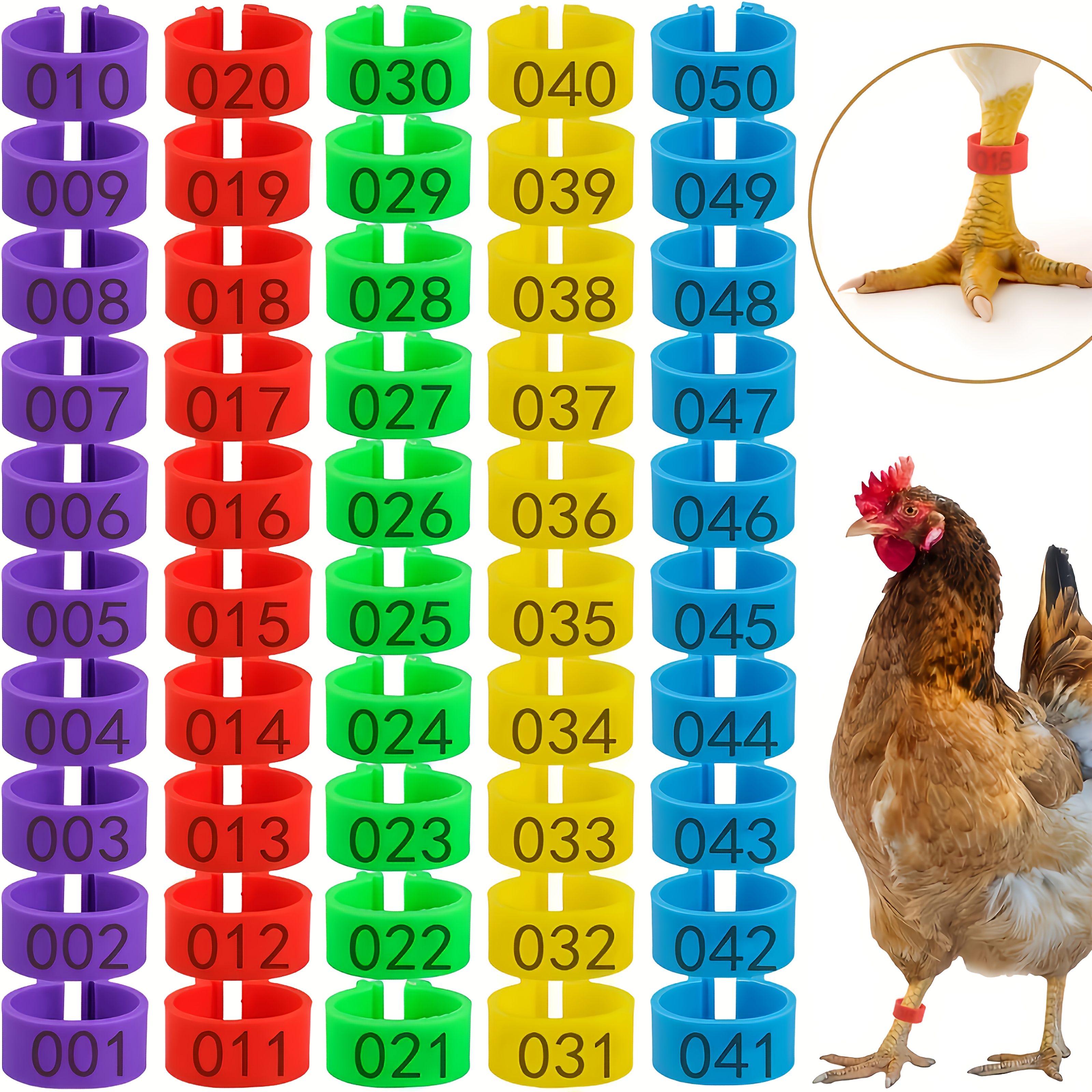 50pcs Multicolored Farm Identification Rings, Random Colored Numbered Chicken Leg Bands Suitable For Hens And , Plastic Poultry Leg Rings For Farming Use