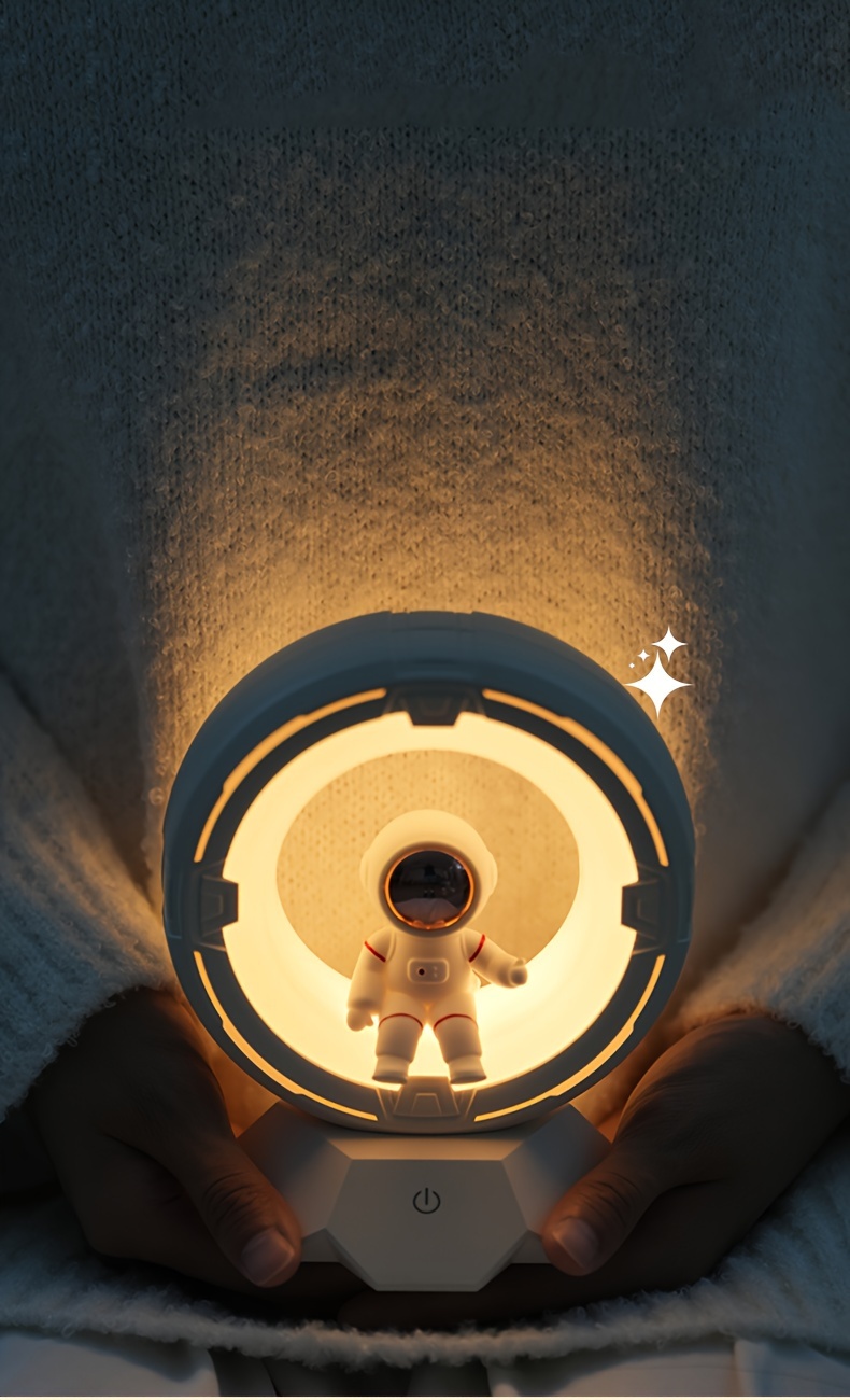  modern astronaut night control 3 color led bedside lamp 4 adjustable brightness levels rechargeable 1200mah lithium battery cordless with tabletop plaque for bedroom ideal for birthday christmas gifts Product details 5