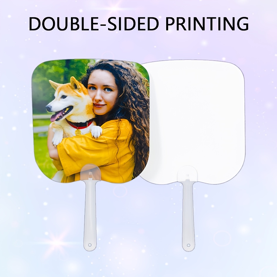 

10pcs Diy Sublimation Handheld Fans - Double-sided, Plastic, Ideal For Printing With Photos, Crafts, Parties & Festivals, Printed Accessories