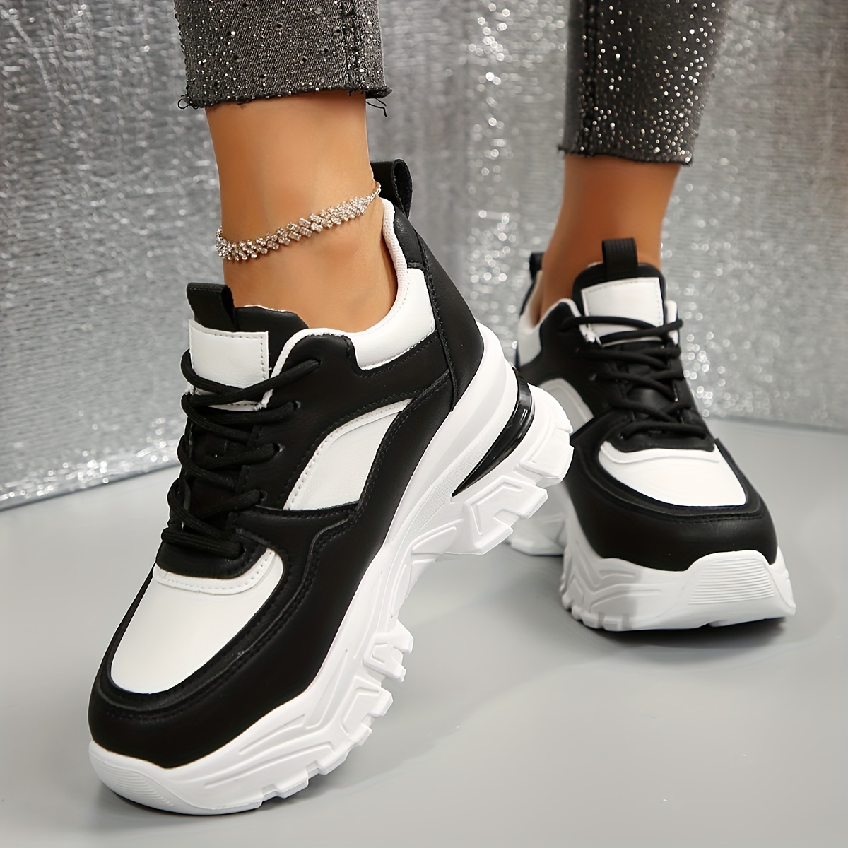 womens chunky sneakers thick sole casual sports shoes Temu Romania