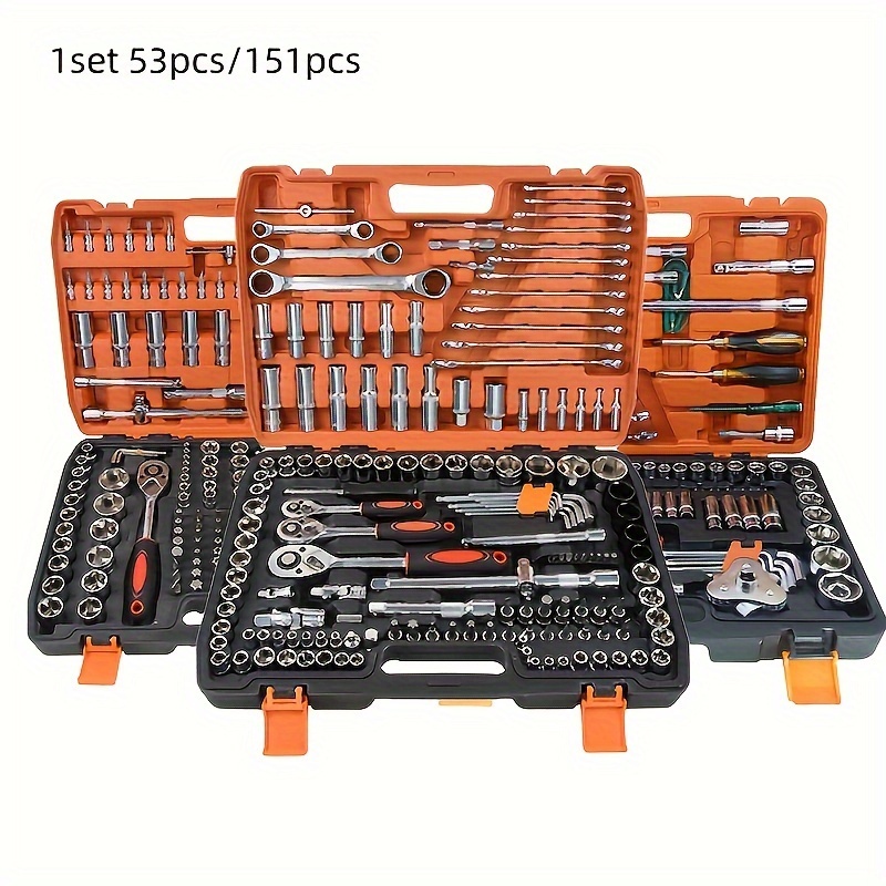 

151pcs Ratchet Wrench Set - Metal, Non-electric, For Cars, Motorcycles, Bicycles & , Includes Storage Box, Ideal Christmas Gift, Industrial Tools Kit