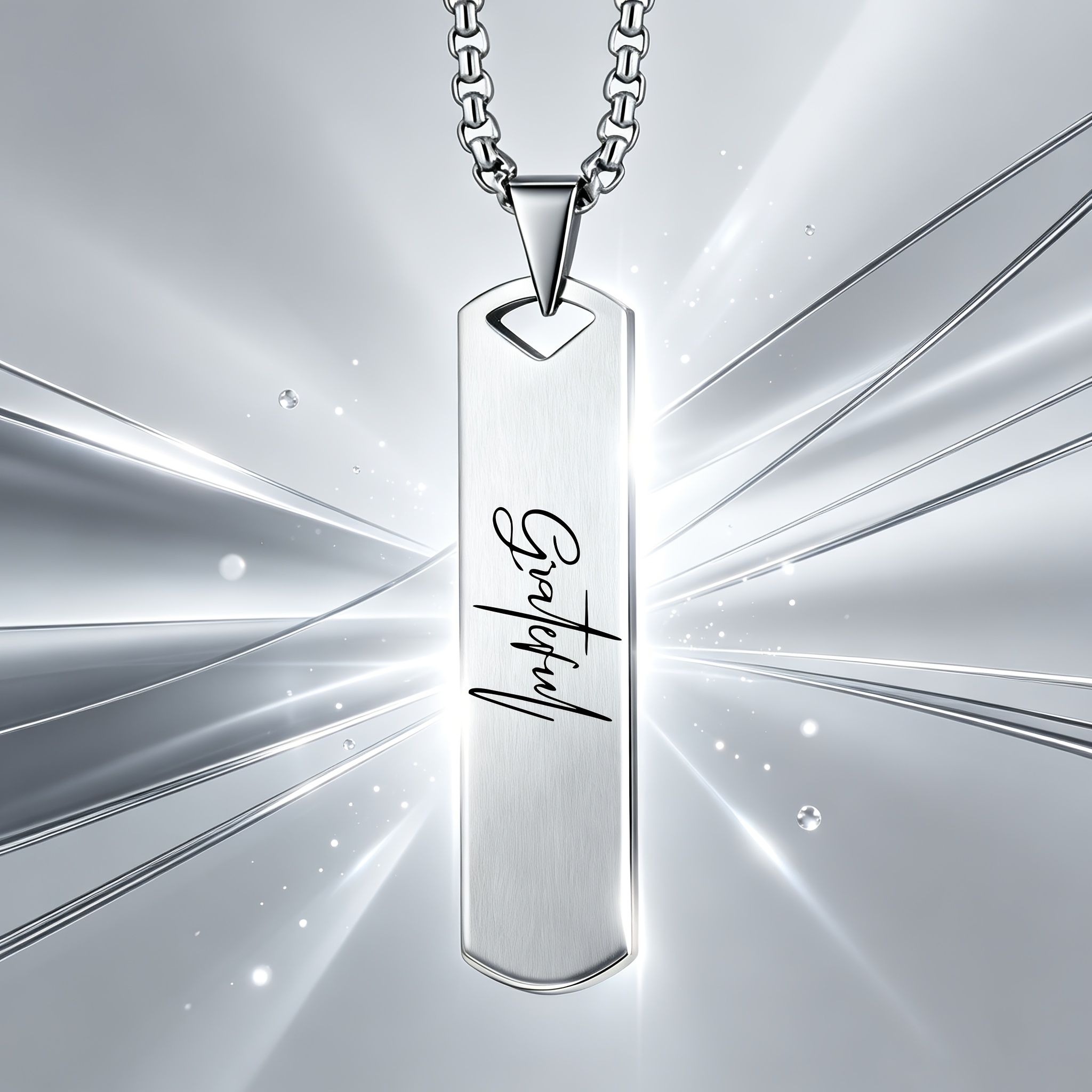 "Grateful" Artistic Font Design Pendant Necklace