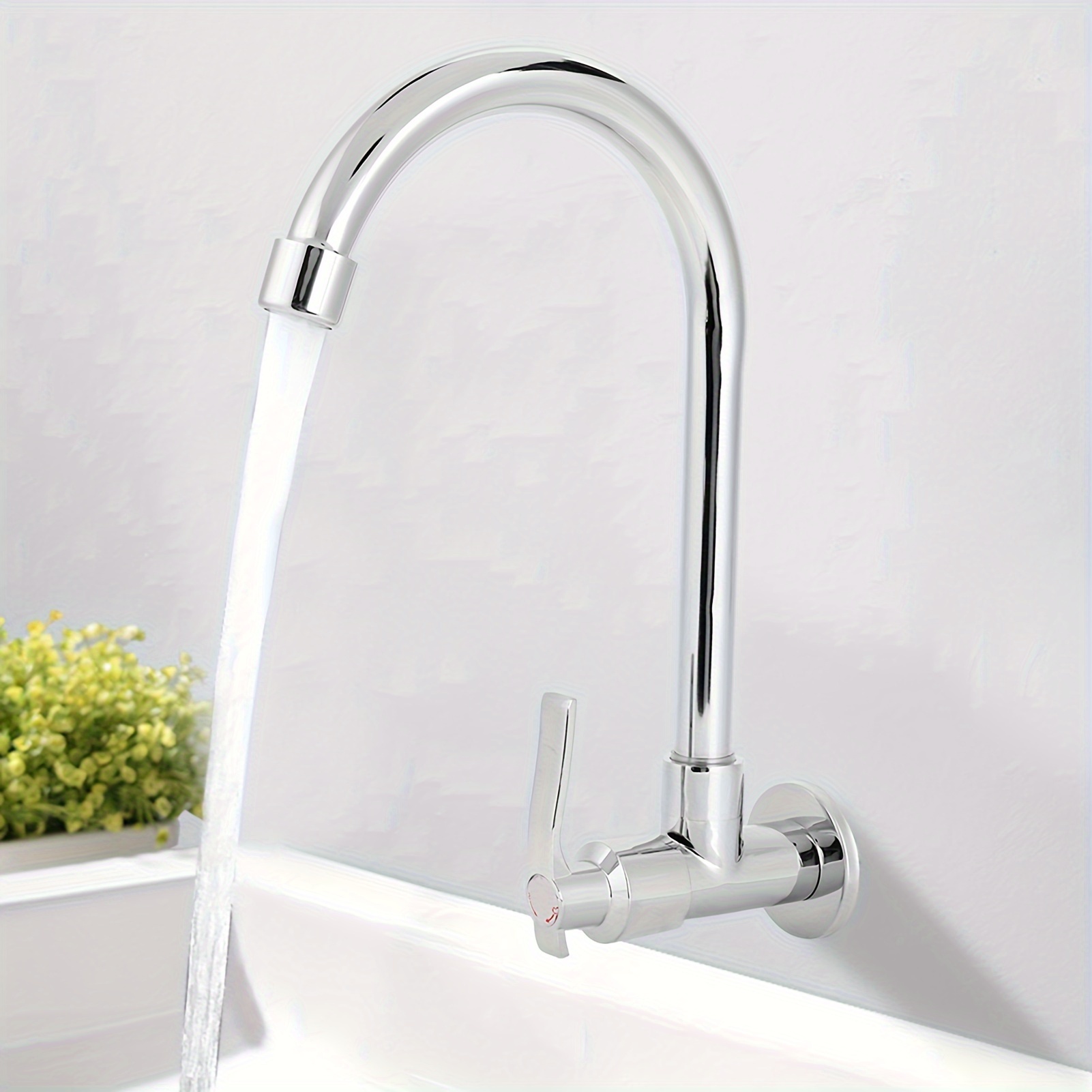 

1 Household Kitchen Faucet, Single Cold -mounted Faucet, G1/2 Inch, Without Hose, -plated, /10.2 Inches High