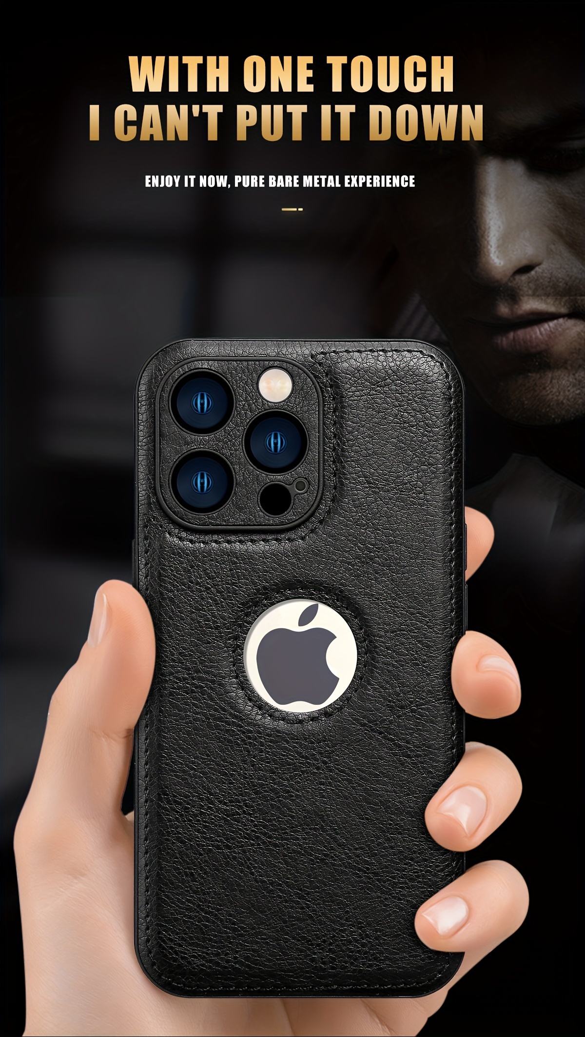 Logo View Compatible with iPhone 15/14/13/12 Pro Max Case Slim Premium Vegan Leather Classic Luxury Elegant Thin Cover, Shockproof Full Protection