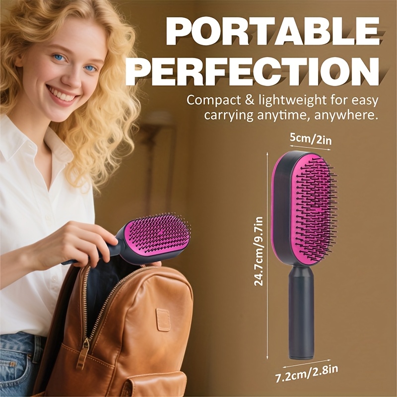 1pc Cepillo Desenredante de Presión para Limpiar con Puntas de Masaje y Tecnología -Nudos - Cerdas de Nylon Resistentes para Suavizado, Control de Frizz, Estilizado de Cola de Caballo - Cepillo para Mujeres, Hombres, Adolescentes, Todo Tipo de Cabello (Hogar y Viaje)