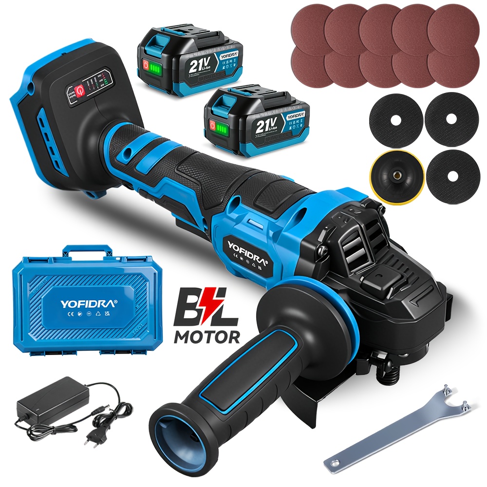 E-shop 125mm M14 Akku Winkelschleifer Polierer, Elektrischer Winkelschleifer, 1200W Goldenes Metall Holz Schleifen Polieren Elektrowerkzeug, zum