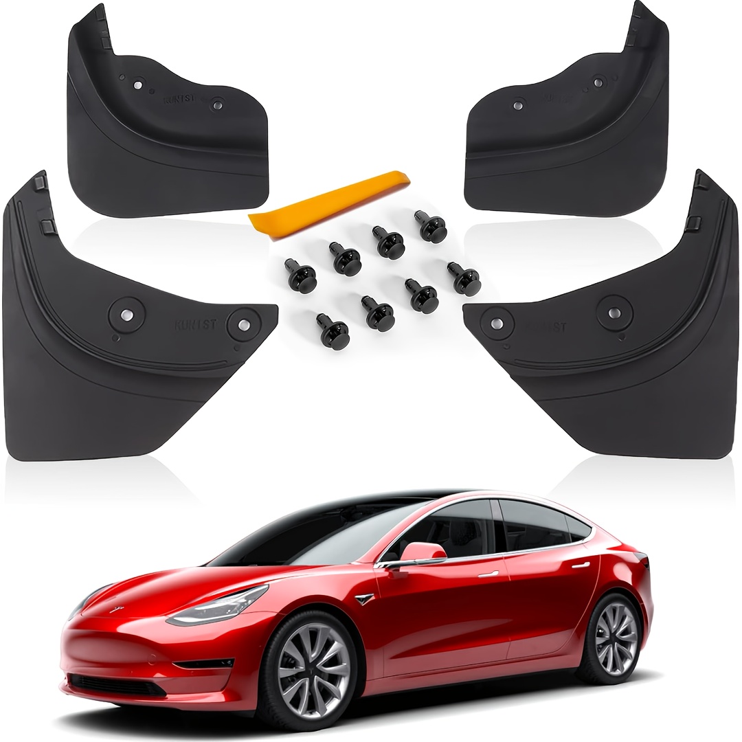 

4tsl Mud Flaps For Tesla For - No Drilling Required, Guards Compatible With 2021-2024 For Accessories, All Weather Upgraded Version Front And Rear Mud Flaps, Set Of 4