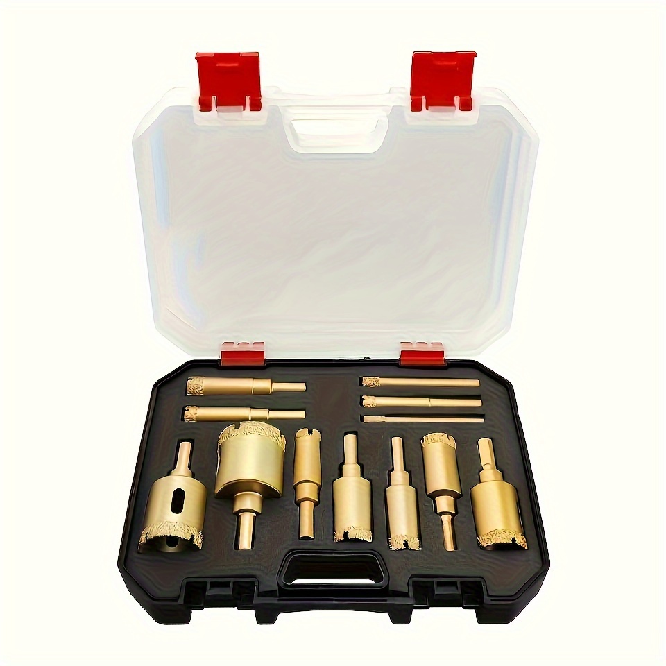 

12pcs Diamond Coated Drill Bit Set, 6-35mm Kit For Glass, Marble, Granite, Stone, Tile And Ceramics - Hand Tools