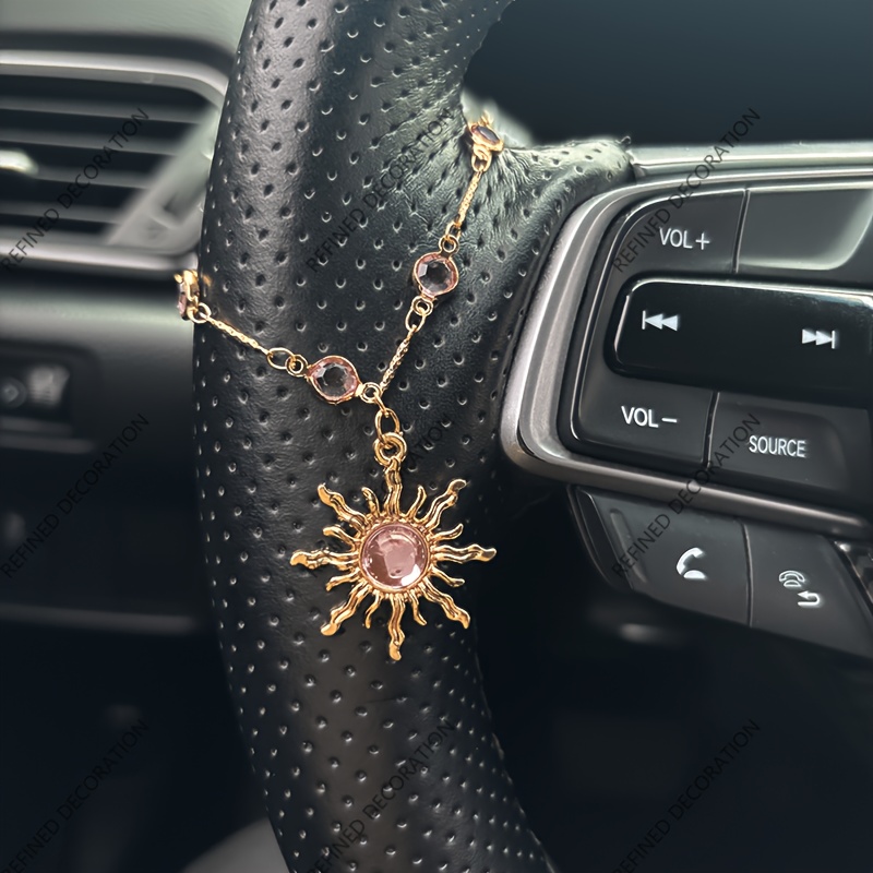 E-shop Strass-Sonnen-Anhänger-Kette für Autolenkrad – Funkelndes Strass-Lenkrad-Zubehör, leicht, geeignet für Lenkrad-Dekor, Armaturenbrett,