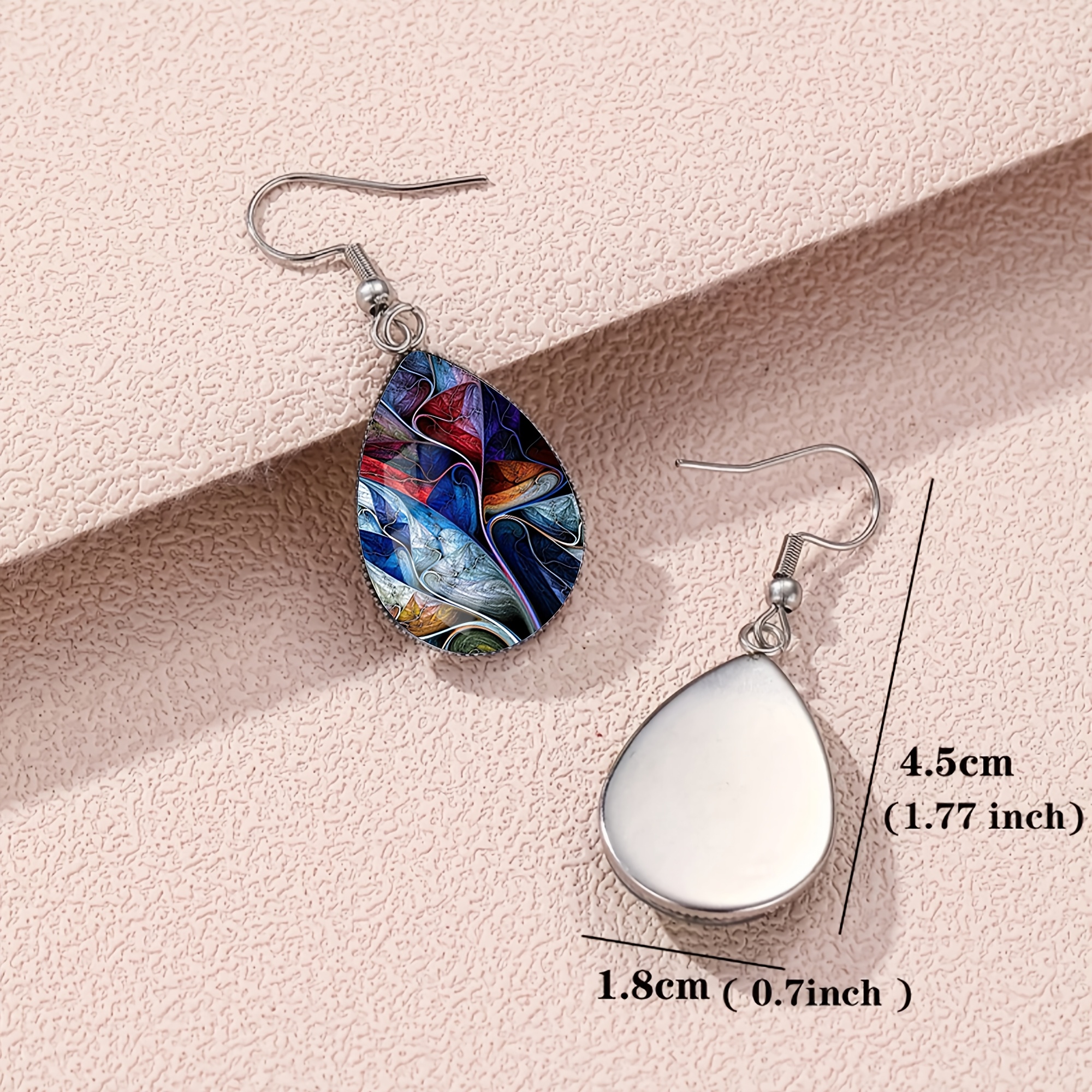 1 Pair Color-blocked Fluid Swirl Pattern Teardrop Earrings