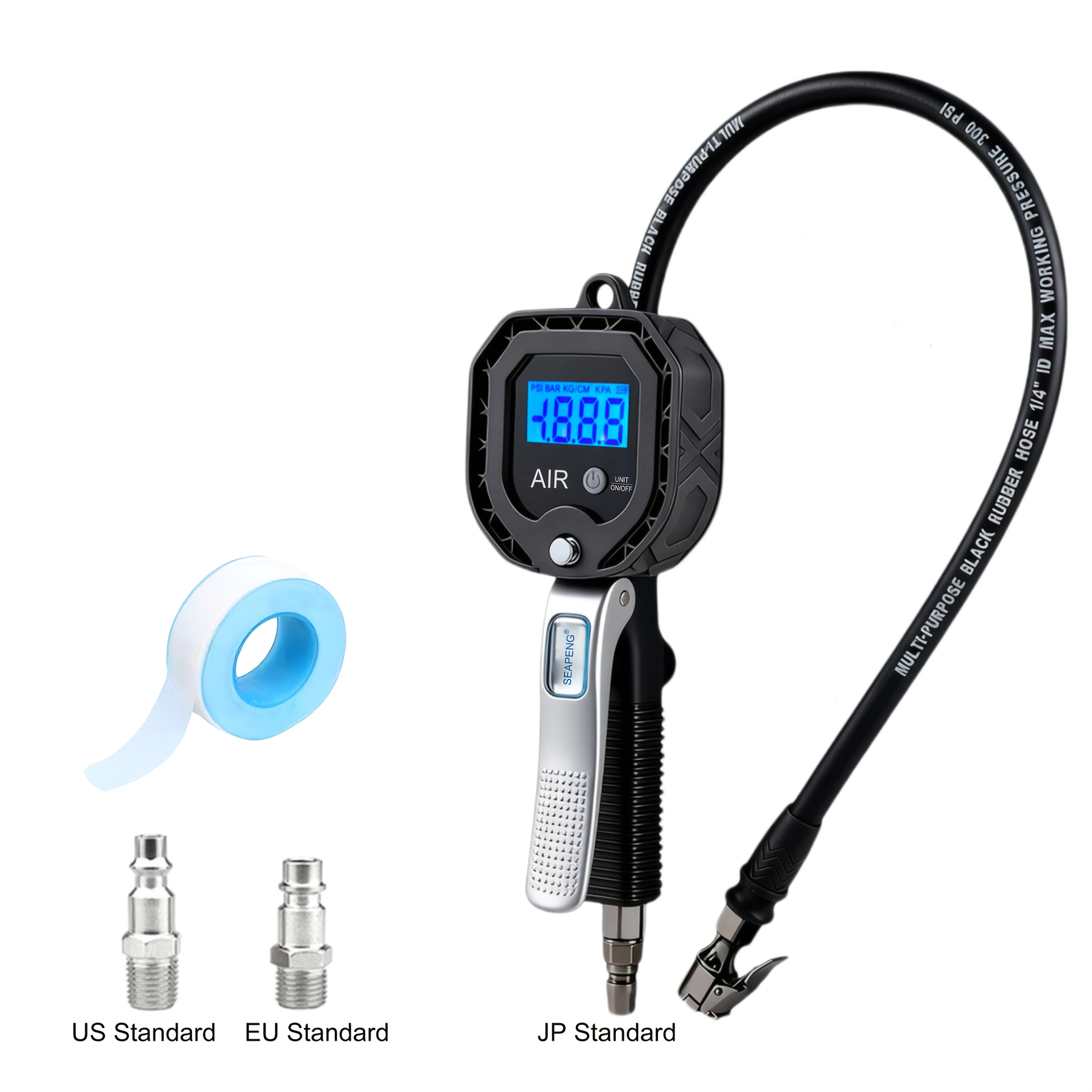 TEMU Dual-function Tire Pressure Gauge And Inflator, High-precision Tire Pressure Monitor Compatible With Cars, Suvs, Trucks, Motorcycles, And