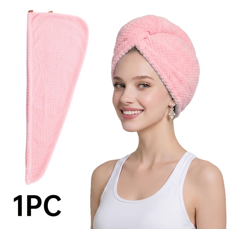 TEMU 1/4pcs Random Color Microfiber Hair Towels, 300gsm Soft Hair Drying Caps, Easy Solid Color Hair Towels For Bathroom, Super Absorbent Hair