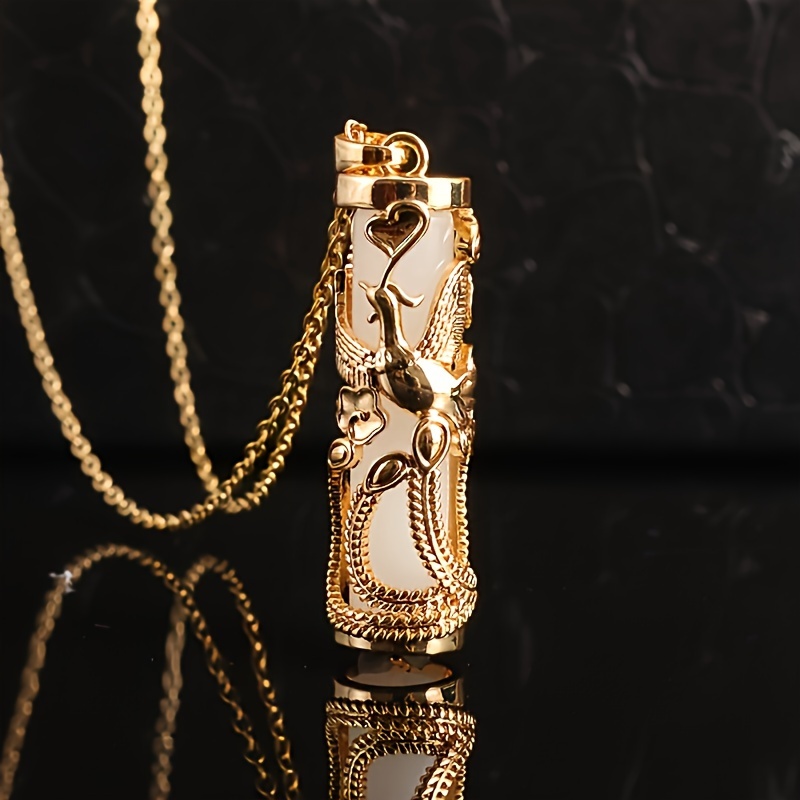 TEMU 1pc Exquisite Phoenix Cylindrical Pendant Necklace - Filament Phoenix Wrapped Jewelry, For Her, Her Family, And Enthusiasts, Symbolizing Good