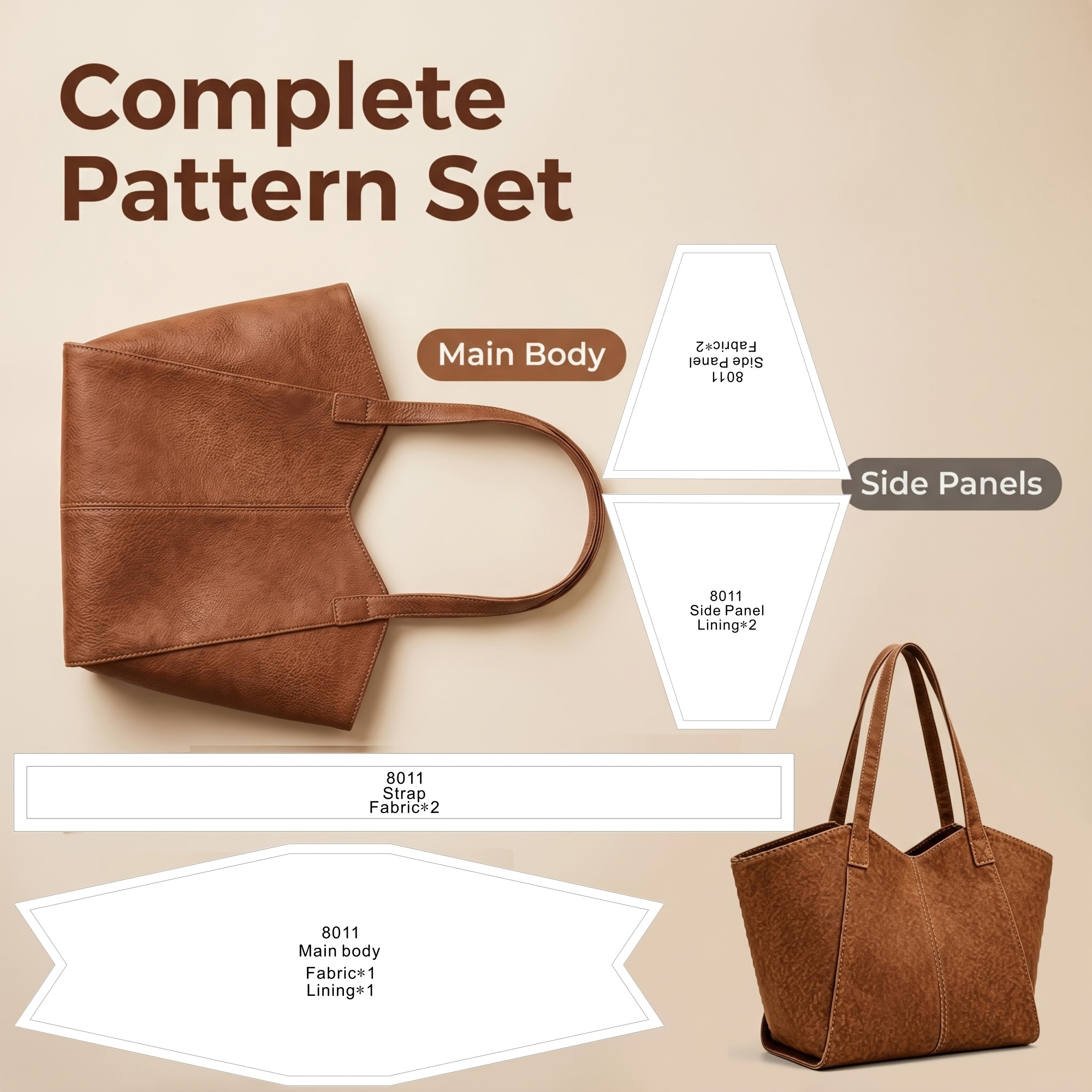 Vintage V-neck Open Tote, Handmade Template, Suitable For Handbag Making: retailer-supplied image