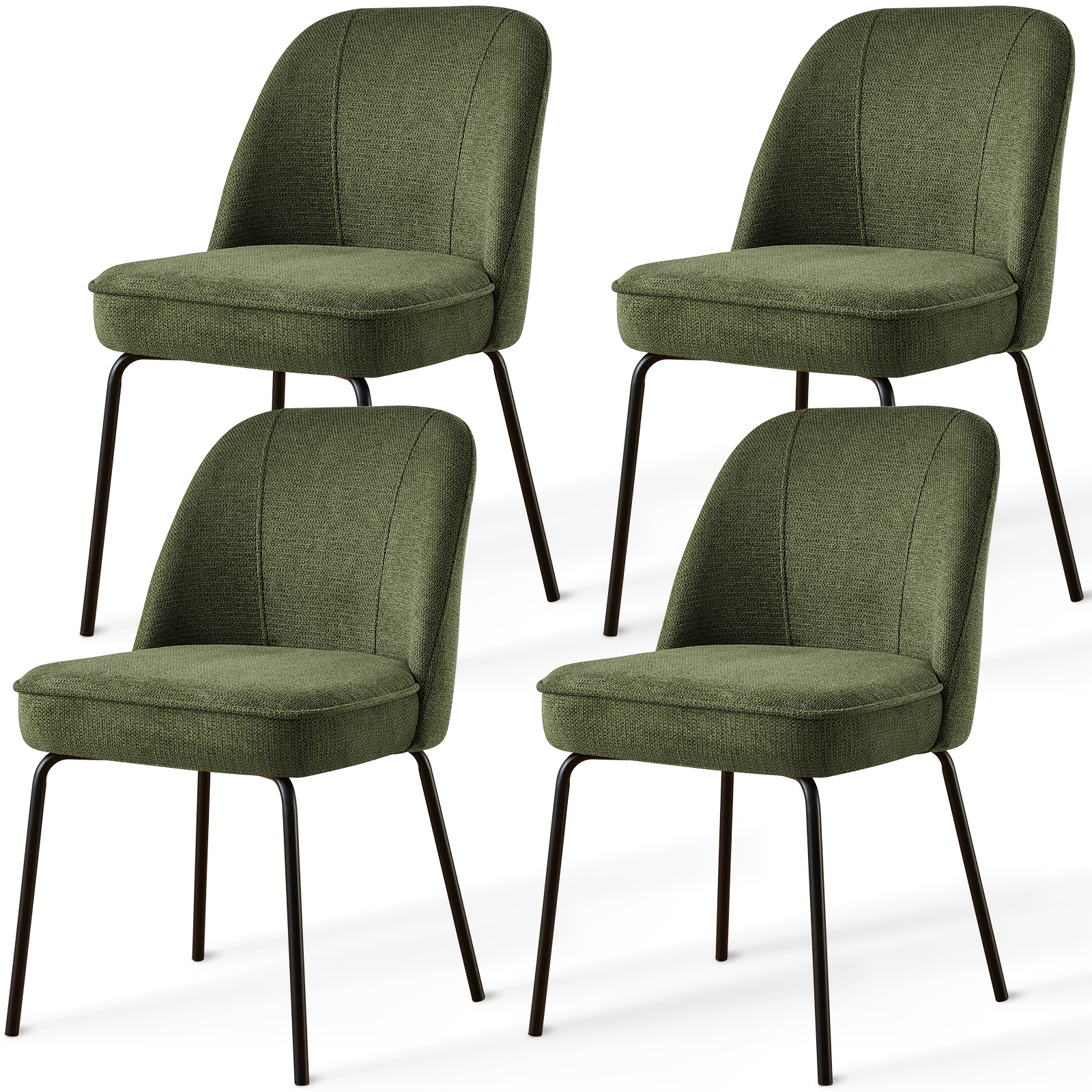 Set Of 2/ 4 Dining Chairs And Linen Fabric, Soft And Thick Sponge With Spring, For The Office, Kitchen, Living Room And Reception Room