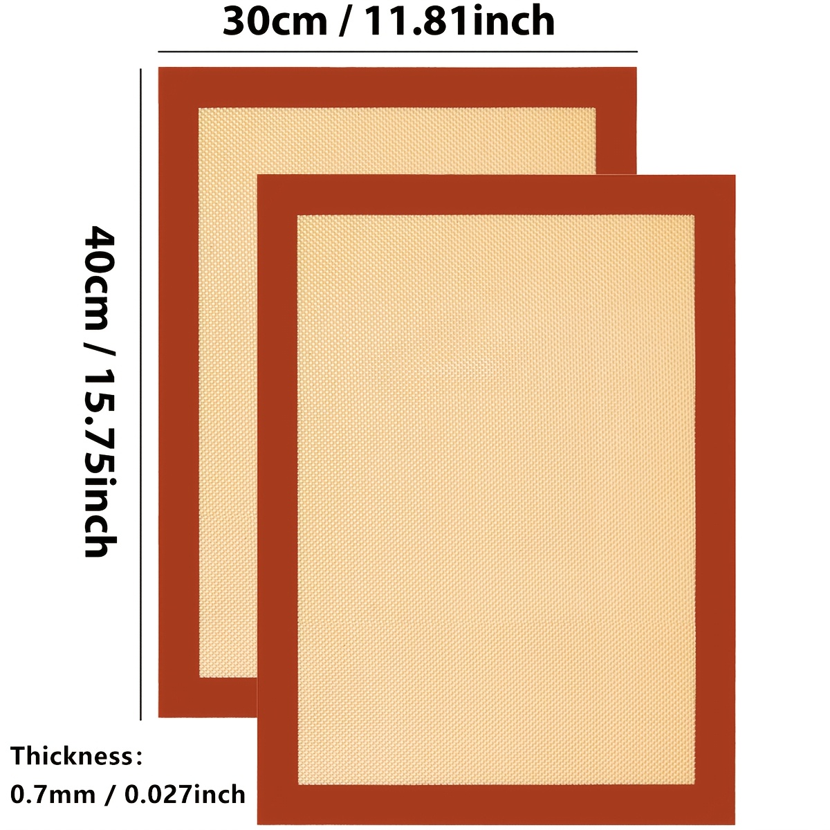 2pcs Silicone Baking Mat For Oven, Reusable Heat Resistant & Bakeware Liners Sheets For , Pizza, Macarons Bread & Pastry, Toaster Pad, 15.7'' X 11.8''
