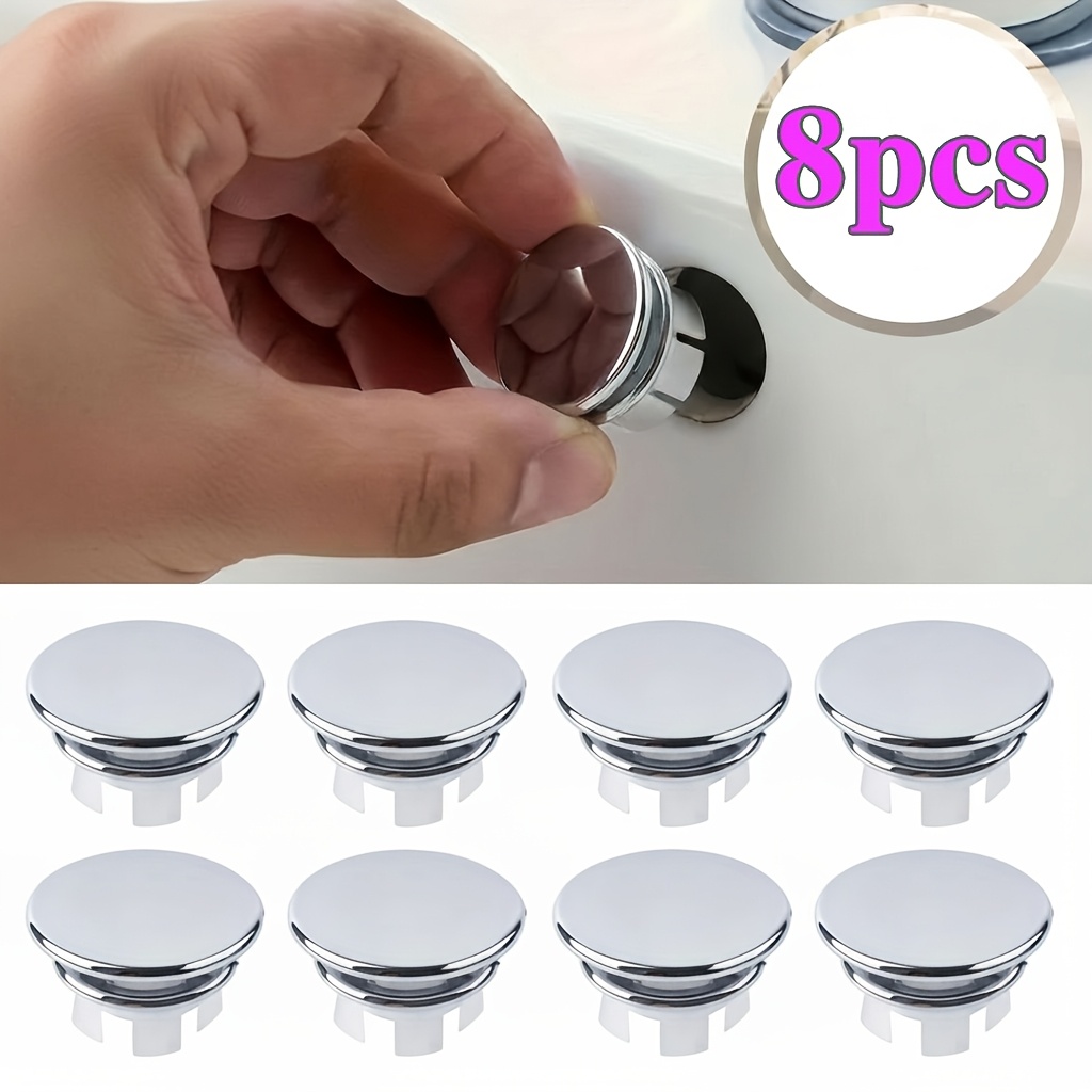 Image of 8pack Double Ring Plastic Sink Overflow Cap, Basin Trim Bath Drain Cover, Round Overflow Plug For Kitchen And Bathroom Drain Strainers