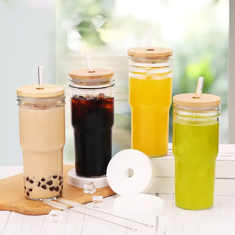 4pcs glass cups cute mugs car cups cups reusable easy to clean sealed leak proof gift Product details 0