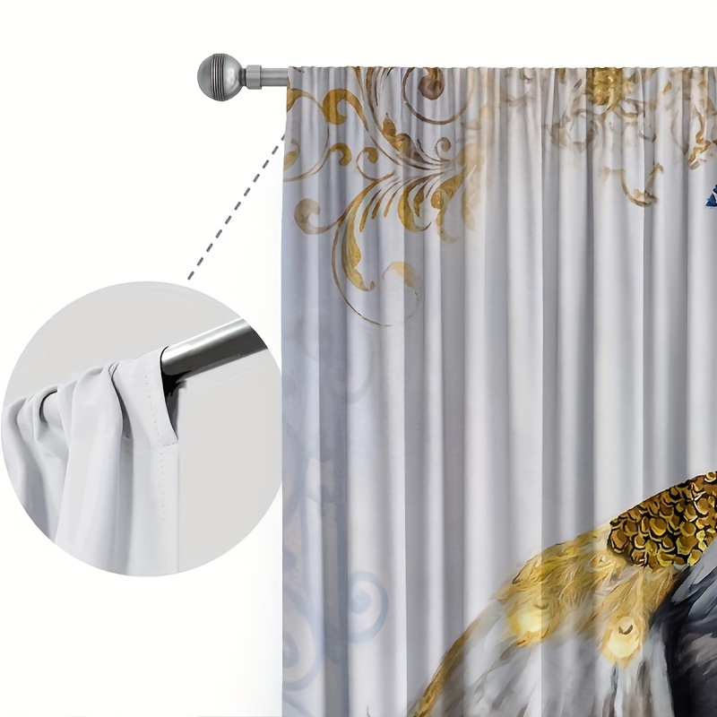 

2pcs Vintage Printed Window Curtains - Semi Blackout Decorative Drapes For Living Room, Bedroom, Kitchen, Bathroom & Home Decor