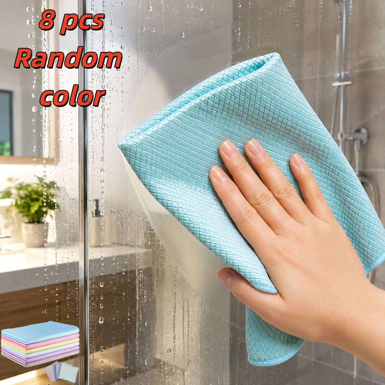 TEMU 8pcs Magic Cleaning Cloths, Water Stain Removal Glass Cloths, Quick And Convenient Wipe Without Residue, Suitable For Kitchen Cleaning, Car