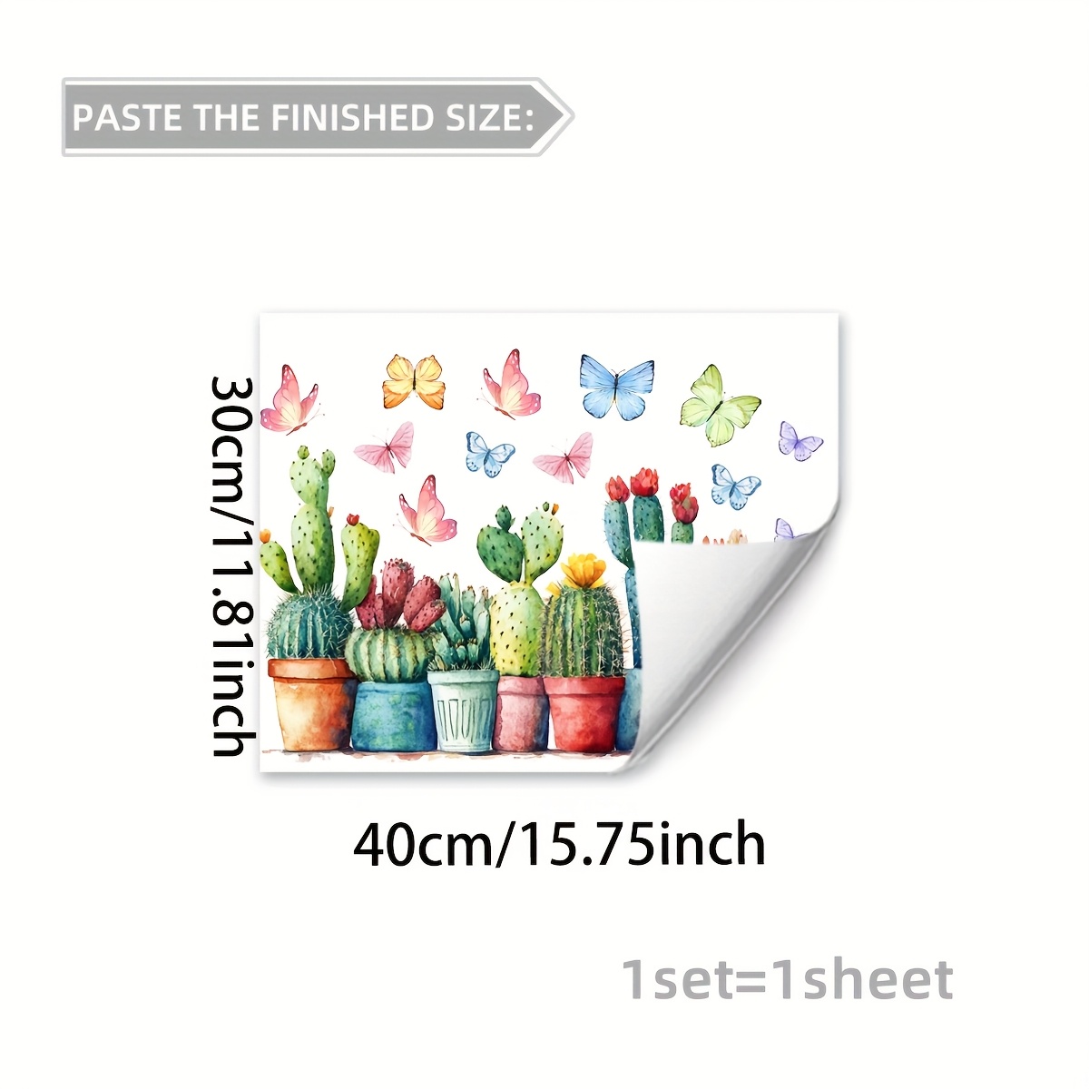 2d Flat - 2d Flat - X 40 Cm Electrostatic Adsorption Cactus Flat Window Sticker 2d Modern Home Decoration Beautifying Storefront Glass Window Sticker D18515