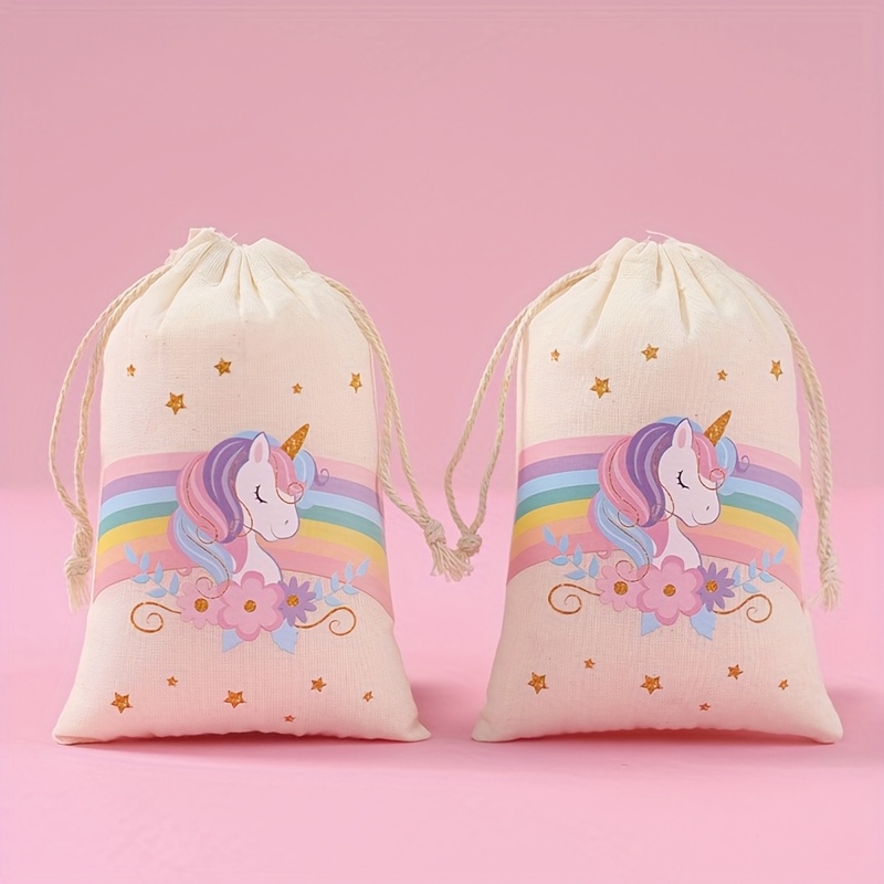6pcs rainbow drawstring gift bags whimsical cotton candy treat bags with     birthday   shower party favors   shower gifts   party decor soft cotton material goodie bags