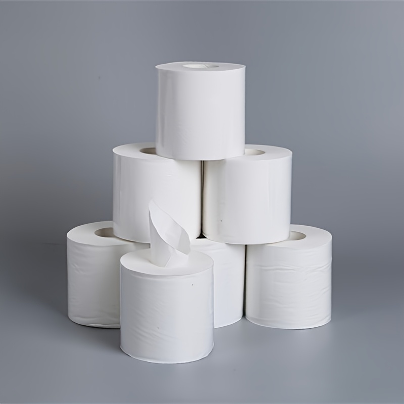 10 rolls of household toilet paper soft absorbent 4 layer paper towels for cleaning daily use reusable bathroom essentials with brand name label household toiletries simple packaging   material 0