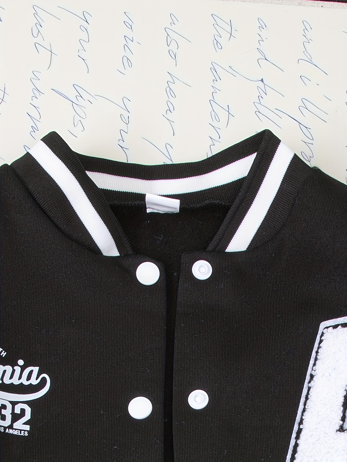 Girls' Vintage Puzzle Letter Patchwork Baseball Jacket