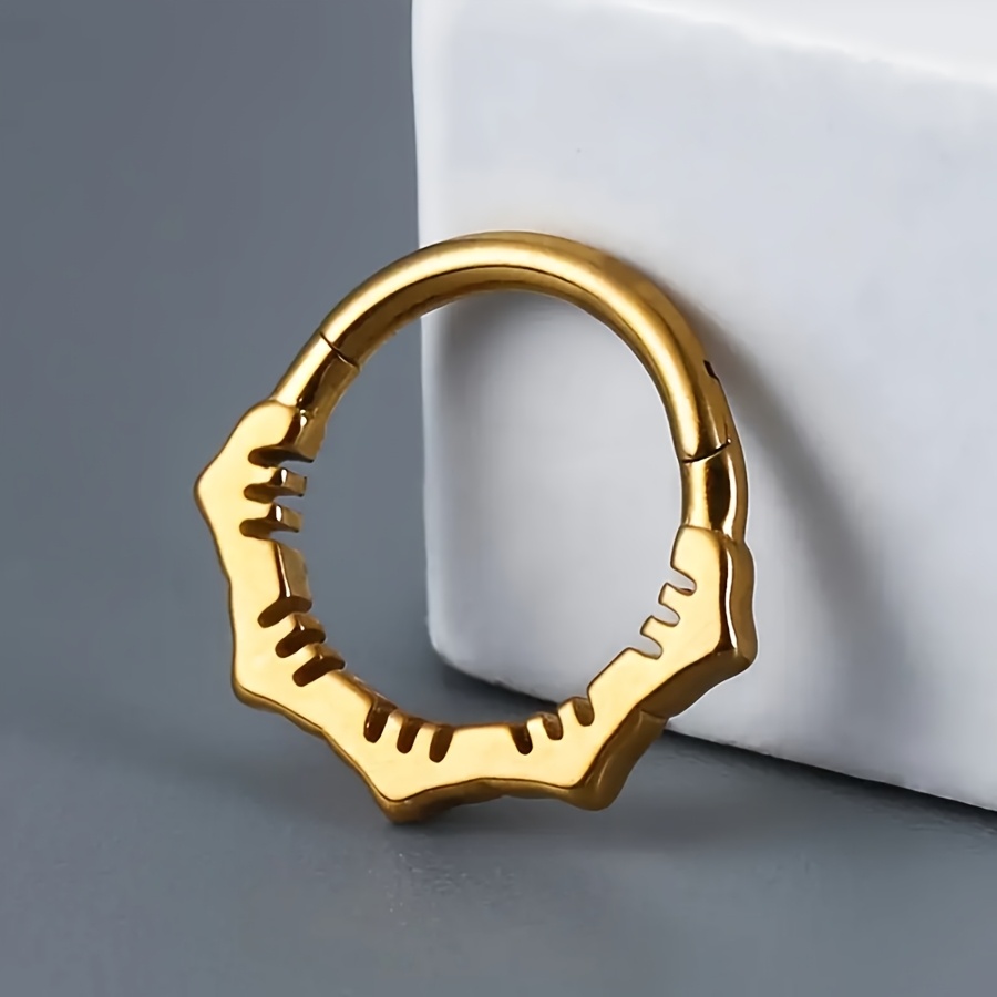 1pc Stainless Steel Flower Shaped Septum Piercing Hinge Clicker Hoop Nose Ring - For Women Cartilage Tragus Helix Daith Conch Hoop Earrings 16g