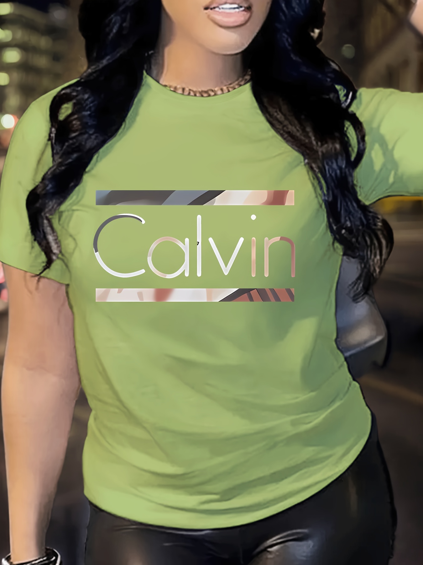 1pc Stylish Letter Print Women's Casual Sport Black Dark Grey White Apricot Brick Red Matcha Round Neck Pullover T-Shirt Polyester Spandex Comfortable Short Sleeve Top